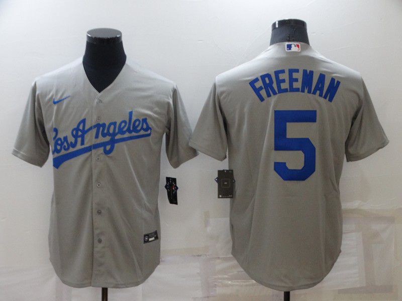 Men Los Angeles Dodgers 5 Freddie Freeman Grey Nike Game 2022 MLB Jerseys